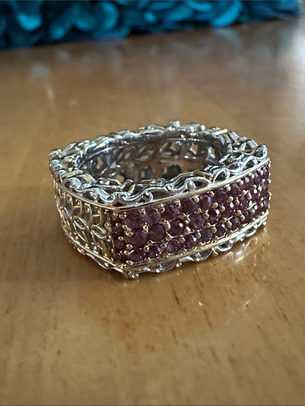 Michael Valitutti Gems en Vogue Ruby Wide Pave Ring 925 14K Accents Size 8